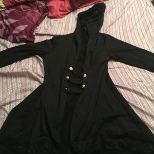 Black hooded cardigan